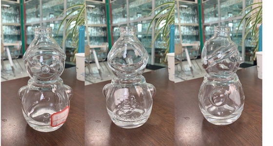 Transparent Flint Glass Snowman Shape Whiskey Bottle with Decal Surface Handling