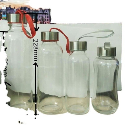 FOB Terms Super Flint Glass Water Bottle with Stopper and Decal Surface 750ml 1000ml