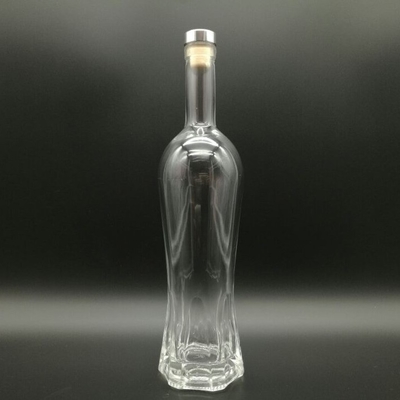 FOB Terms Super Flint Glass Water Bottle with Stopper and Decal Surface 750ml 1000ml