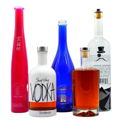 Clear 750ml Glass Bottle for Round Drinks Whisky Champagne Spirit 500ml Capacity