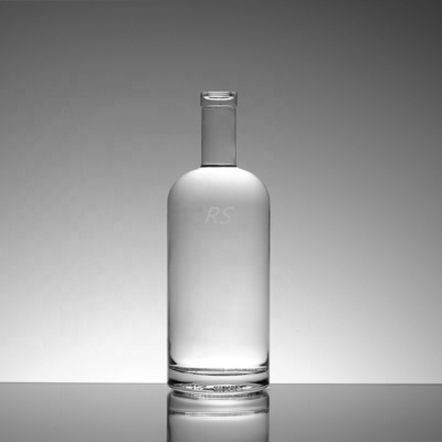 Clear 750ml Glass Bottle for Round Drinks Whisky Champagne Spirit 500ml Capacity