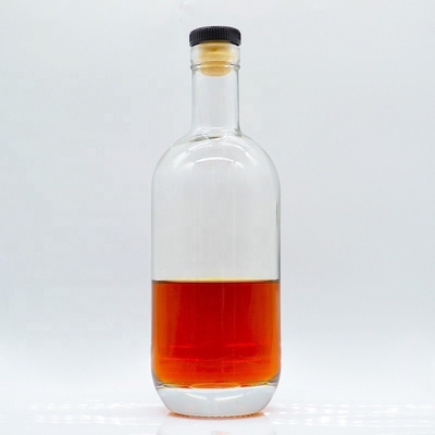 Clear 750ml Glass Bottle for Round Drinks Whisky Champagne Spirit 500ml Capacity
