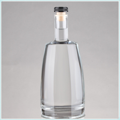 Clear Empty Hot Stamping Super Flint Glass Liquor Bottles with Cork 75cl Capacity 750ml