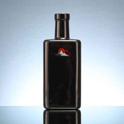 Super Flint Glass Material Custom Printing Square Glass Bottle for Upscale Gin Bottle