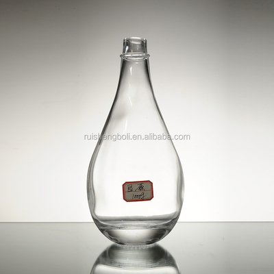 Deep Process Hot Stamping Glass Bottle for Wine in Water Drop Shape