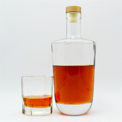 750ml Absolute Glass Bottle with Lid Custom Fancy Round Transparent Glass Vodka Bottle