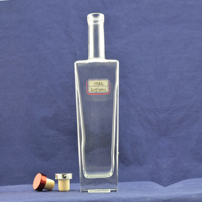 Glass Whiskey Bottle Clear Super Flint 375ml 500ml Square Dry Gin Vodka Wine Bottle