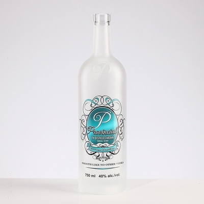 500ml Custom Screen Printing Frosted Crown Royal Whisky Vodka Gin Glass Bottles with Cork