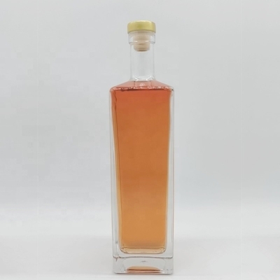 Frosted 750ml Glass Bottle for Liquor Brandy Whiskey Vodka Gin Rum Square Shape CNF