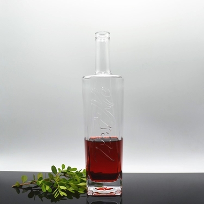 Frosted 750ml Glass Bottle for Liquor Brandy Whiskey Vodka Gin Rum Square Shape CNF