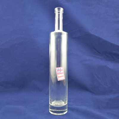 Customizable Logo Printing Slim Tall Round Glass Vodka Liquor Bottles with Cork Seal