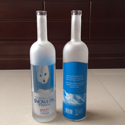 1L Fancy Clear Glass Vodka Bottle with Frost Surface Handling and Other Deep Process