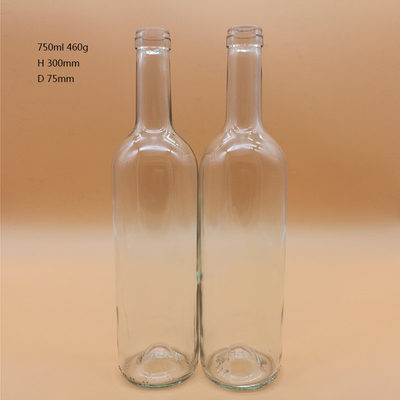 Super Flint Glass Collar Material 750ml Customized Glass Vodka Bottle for Beverages