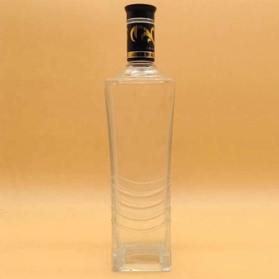 Super Flint Glass Collar Material 750ml Customized Glass Vodka Bottle for Beverages