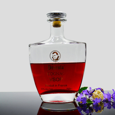 Super Flint 500ml 700ml 750ml Brandy Liquor Glass Wine Bottles with and Fashion Design