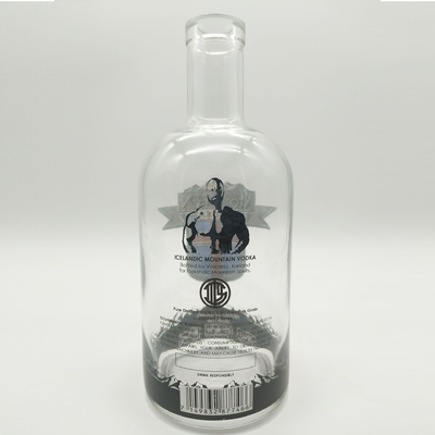 Glass Collar 750ml Super Flint Rum Empty Liquor Bottle for Beverage Transportation