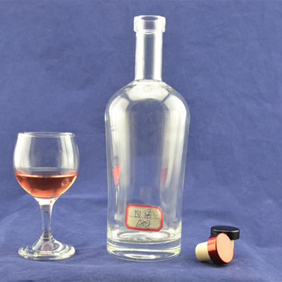 Glass Collar 750ml Super Flint Rum Empty Liquor Bottle for Beverage Transportation