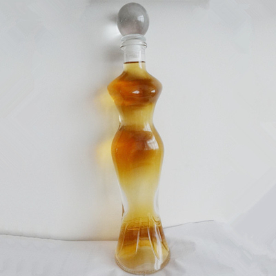 Decal Surface Handling Vodka Glass Bottle for Women's Body Shape in Crystal White Material