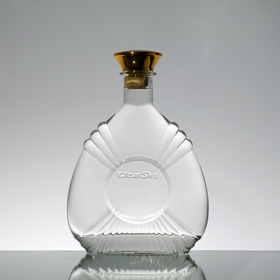 Engraved Super Flint Glass Alcohol Jar 750ml Bulk Liquor Glass Bottle with Cork 1 Liter