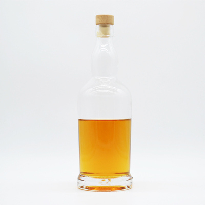 Custom Design 750ml Glass Liquor Bottle with Unique Shape and Guala Sealing Type