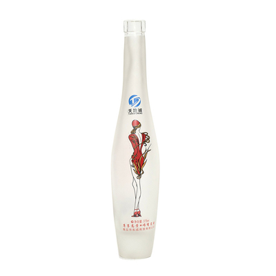 Free Sample 1L Glass Liquor Bottles with Decal Surface and Cork Stopper Supply