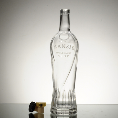Collar Material Glass Bottle For Wine With Corks Lids 750ml Empty Xo Brandy Bottle