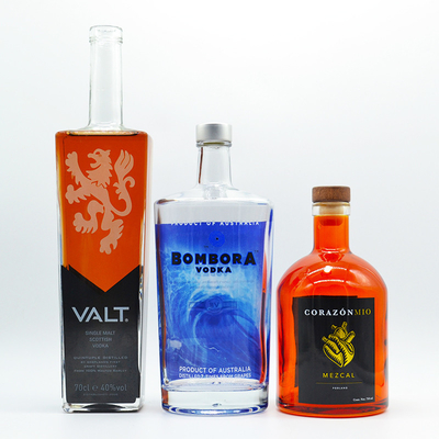 Industrial Beverage Square Glass Bottle 700ml with Decal Surface and Matte Black Finish