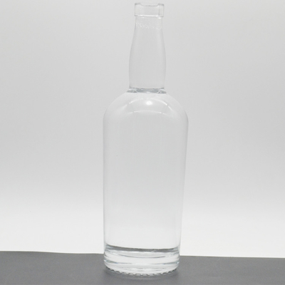 Super Flint Glass Whiskey Rum Gin Bottles with Custom Relief Carving Design and Wooden Stopper