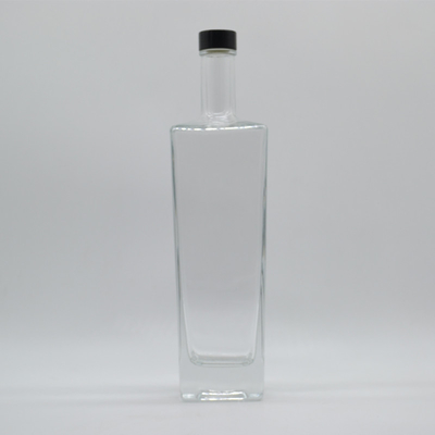 Crystal White Material Square Glass Bottle 500ml for Spirits Gin Rum Vodka Whiskey