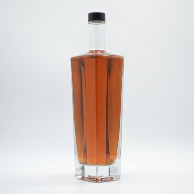 Crystal White Material Square Glass Bottle 500ml for Spirits Gin Rum Vodka Whiskey