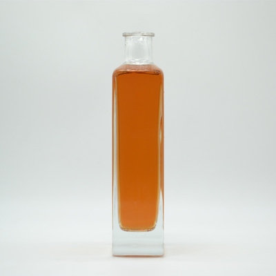 750ml Extremely White Material French Square Glass Bottle for Gin Whisky Hot Stamping