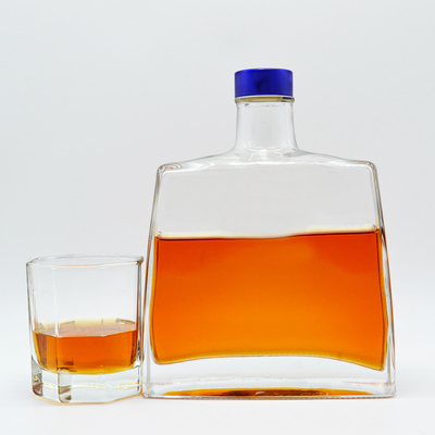 750ml Custom Glass Bottle for Spirits Transparent Irregular Shaped Tequila Bottle