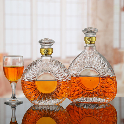 750ml White Glass Material Unique Shape Cherry Wine Glass Bottle for Liquor in Europe