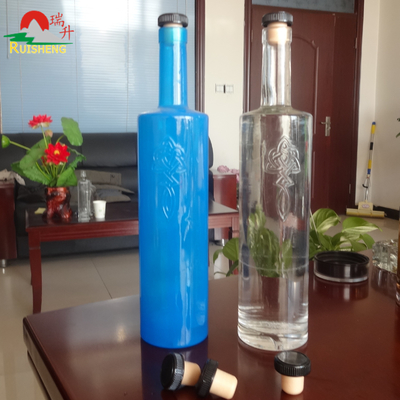 High Flint Glass Material 750ml Cylinder Shape Glass Wine Bottle for Liquor Alcohol