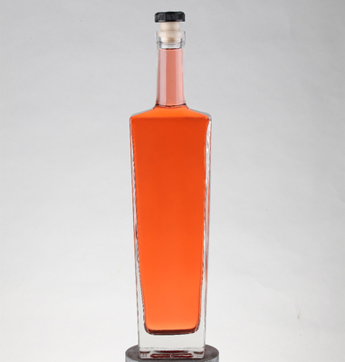 Hot Stamping Surface Handling Super Flint Top Grade Gin Vodka 750ml Square Glass Bottle FOB