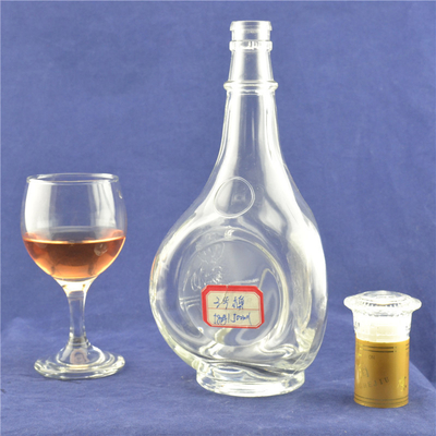 Embossed High Flint Glass Material Eiffel Tower Shape Glass Liquor Bottle with Cork