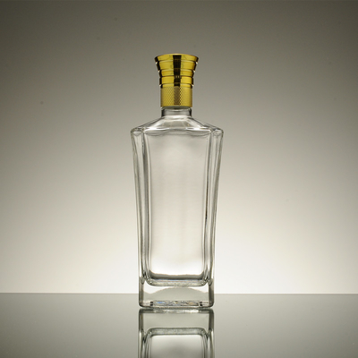 Frost Surface Handling French Square Glass Bottle with 700ml 500ml / 250ml Capacity