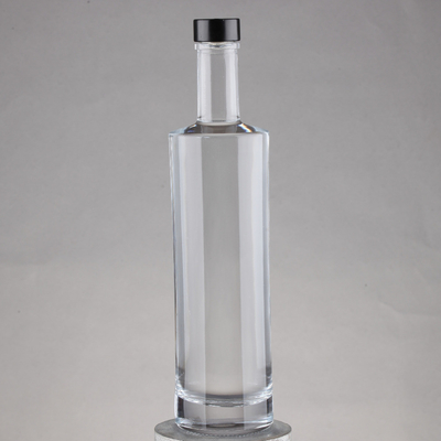 Embossed Clear Round Tall Guala Cap Whiskey Bottle Glass Bottles with Corks