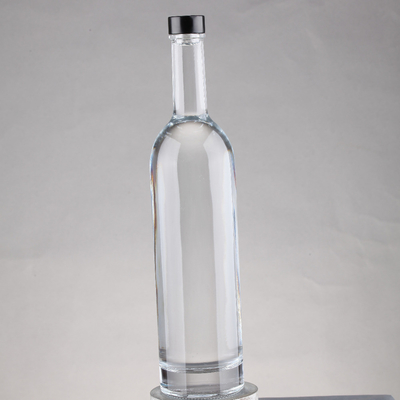 Embossed Clear Round Tall Guala Cap Whiskey Bottle Glass Bottles with Corks