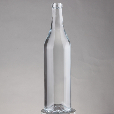 Embossed Clear Round Tall Guala Cap Whiskey Bottle Glass Bottles with Corks