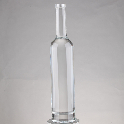Embossed Clear Round Tall Guala Cap Whiskey Bottle Glass Bottles with Corks