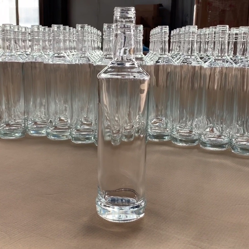 375ml 500ml 750ml 1000ml Glass Cork Top Screw GPI Top Cap Round Whiskey Vodka Brandy Spirits Bottles
