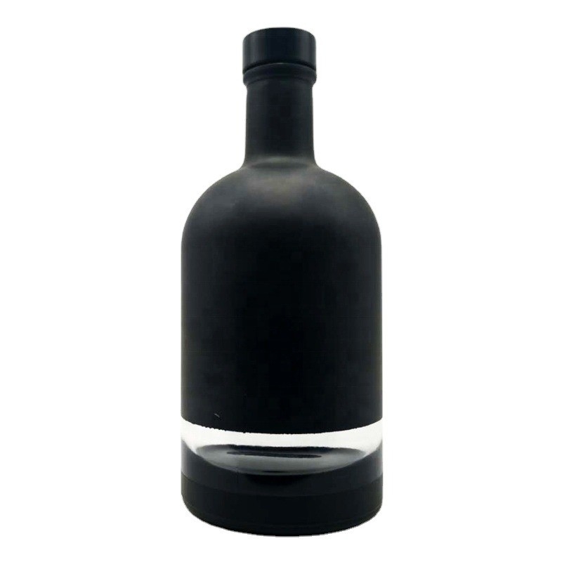 Clear Frosted Round 700ml 750ml Beverage Rum Vodka Glass Bottle with Super Flint Collar Material