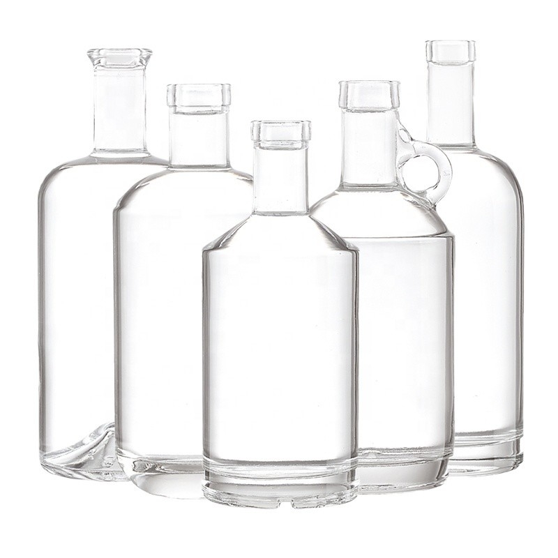 500ml 700ml 750ml 1000ml Glass Hot Stamping Liquor Bottles for Whiskey Brandy Rum Gin