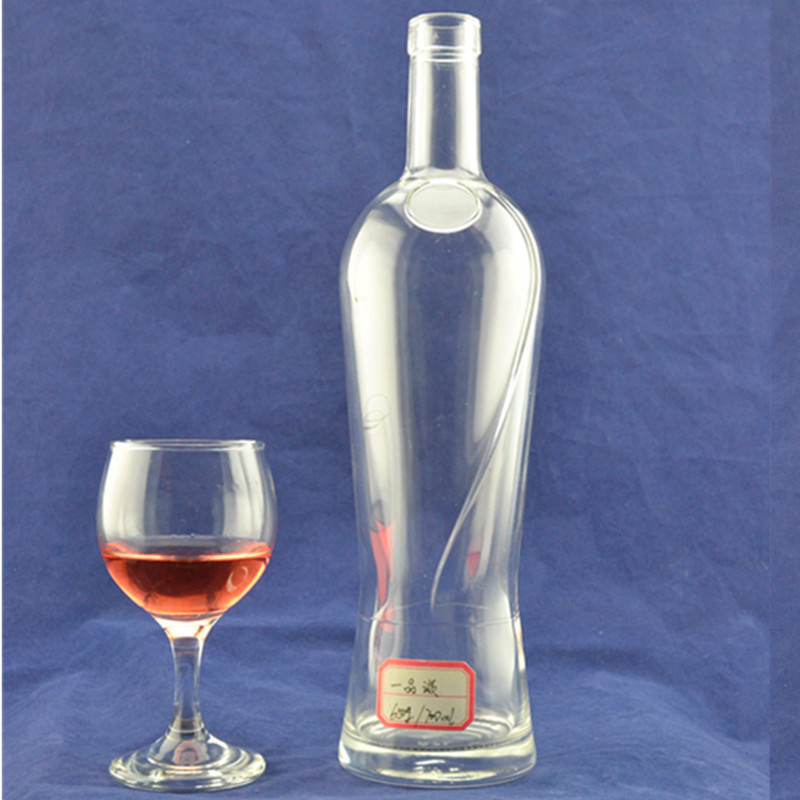 Collar Material Super Flint Material 700ml Empty Clear Alcohol Rum Whisky Spirit Vodka Glass Bottle for Liquor