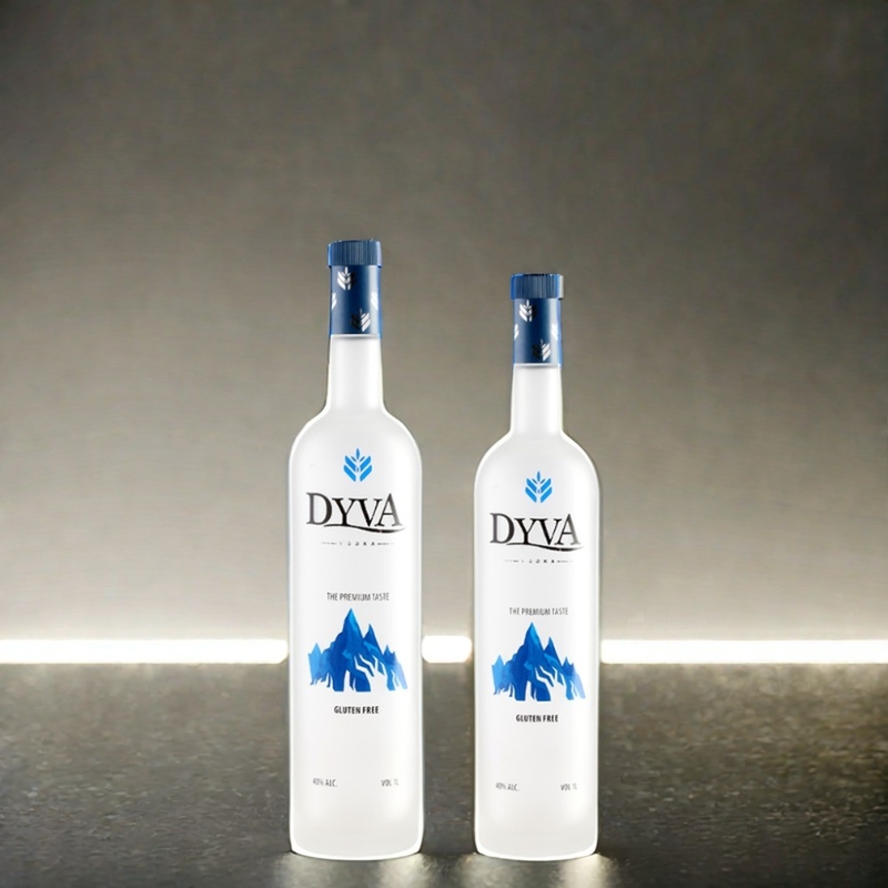 Clear 375ml 500ml 700ml 750ml Custom Frosted Printing Spray Brandy Whisky Liquor Vodka Bottle with Cap