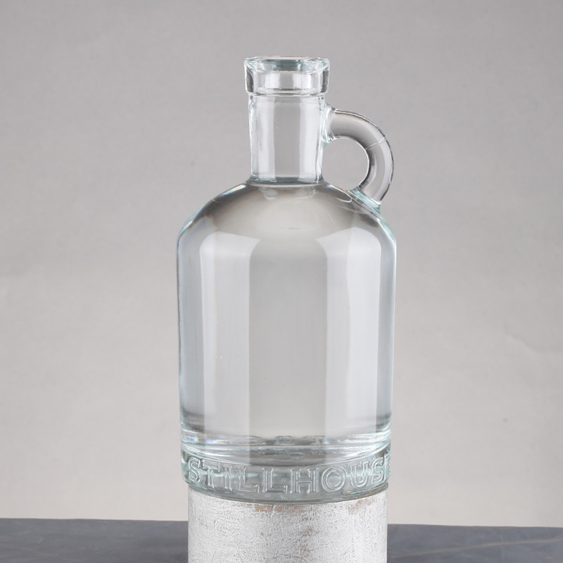 BRANDY Glass Bottle with Handle 500ml 750ml Vodka Rum Alcohol Whiskey Glass Collar