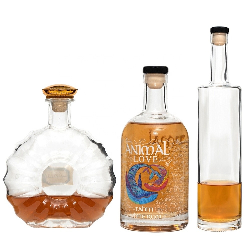 750ml Vodka Glass Bottle with Decal Surface Handling and Crystal Color Spray Printing