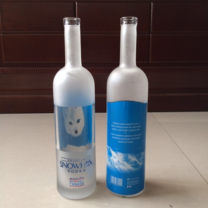 Decal Screen Printing Frosted Cork Vodka Bottle 500ml 750ml 1L Glass Bottle for Vodka