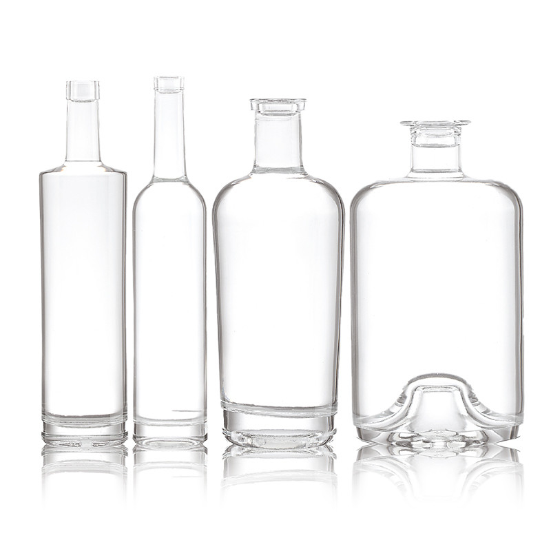 375ml 500ml Clear Frosted Glass Bottle for Vodka Gin Whiskey White Spirit Transparent